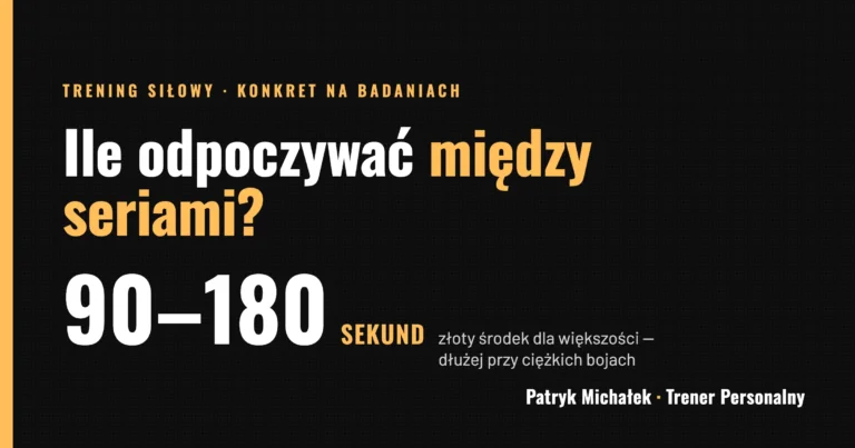 Grafika: ile odpoczywać między seriami — 90–180 sekund